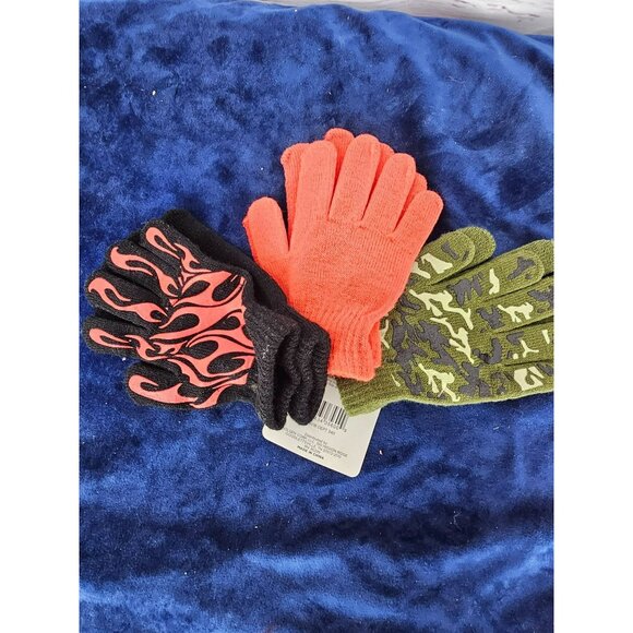 Kids Winter Gloves and‎ Mittens 3 Pack Camo, Design And Peach - Picture 5 of 6